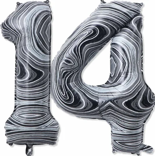 Vista 15 de Globos gigantes de papel de aluminio de mármol negro de 40 pulgadas, globos gigantes de helio número 10 para niños y niñas, decoraciones
