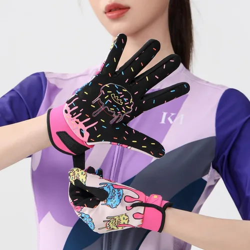 Vista 8 de Guantes de ciclismo de dedo completo para hombres y mujeres, guantes de ciclismo ajustables para actividades al aire libre, ciclismo de montaña