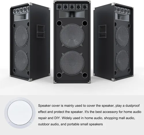 Vista 3 de Cubierta para parrilla de altavoz, protector de rejilla de subwoofer (con tornillos), [para audio casero DIY] - 6.5 pulgadas/blanco/2 piezas