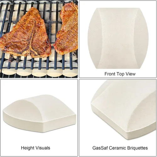 Vista 3 de GasSaf Briquetas de cerámica de repuesto para modelos seleccionados de turbo, parrilla de gas Nexgrill, 2 x 2 x 0.8 pulgadas, juego de 50 piezas
