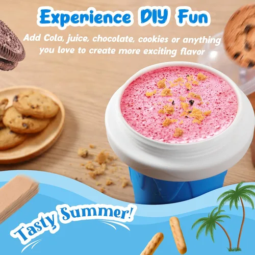Vista 4 de Taza de Fabricante de Slushie, Tazas de Slushie DIY Mágicas de Presión, Tazas Portátiles Congeladas para Licúados, Yogur y Helado, Taza Reutilizable