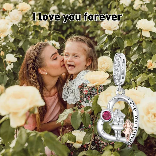 Vista 195 de PROESS Dije para padre, madre e hija, pulsera de plata de ley para pulseras, regalos de cumpleaños, día de San Valentín, para hija, madre, amante