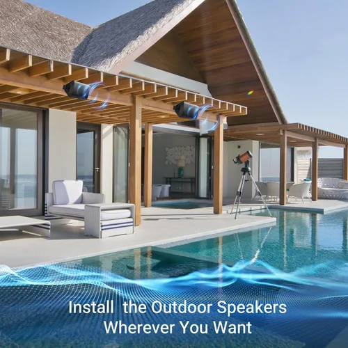 Vista 6 de Herdio Altavoces Bluetooth para exteriores de 4 pulgadas, impermeables, con cable de 200 vatios, interiores, patios, altavoces de montaje en pared