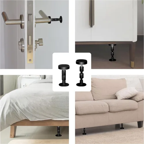 Vista 5 de 4 topes de cabecera para pared, marco de cama ajustable, antivibraciones, parachoques de pared de cama con almohadillas y tornillos gratis