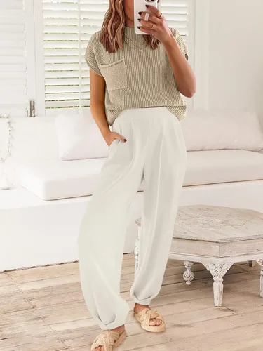 Vista 5 de ANRABESS Conjunto de dos piezas para mujer, suéter de punto y pantalones de cintura alta
