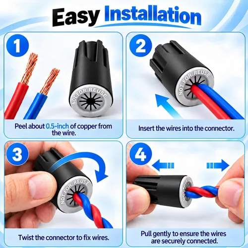 Vista 7 de 30 piezas de conectores de alambre eléctrico impermeables 22AWG-14AWG, tuercas de torsión impermeables para exteriores, tapas de terminal de cable