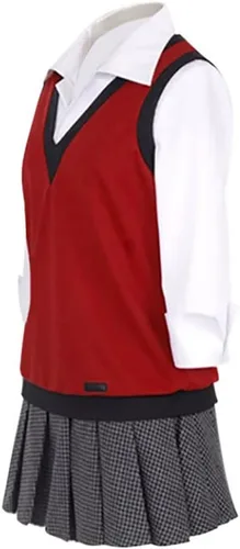 Vista 2 de Ksmate Ikishima Midari - Disfraz de cosplay para mujer, uniforme JK, chaleco, camisas