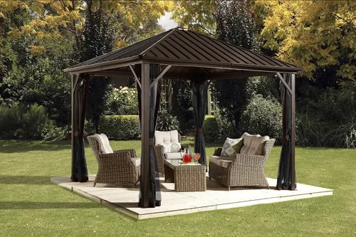 Vista 2 de Sojag Gazebo de techo rígido Dakota para exteriores de 8 x 8 pies