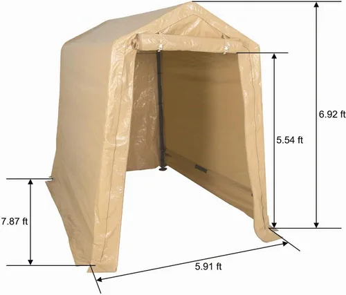 Vista 8 de Sunnyglade - Cobertizo resistente de 8 x 6 pies con puerta enrollable portátil 8X6 Shed Portable Canopy Storage Shelter with Weatherproof Pe