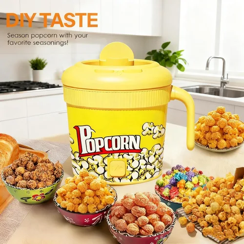 Vista 4 de Aottop Máquina eléctrica de palomitas de maíz con aire agitado, máquina eléctrica de palomitas de maíz de 1 litro, 350 W, 5 minutos de estallido