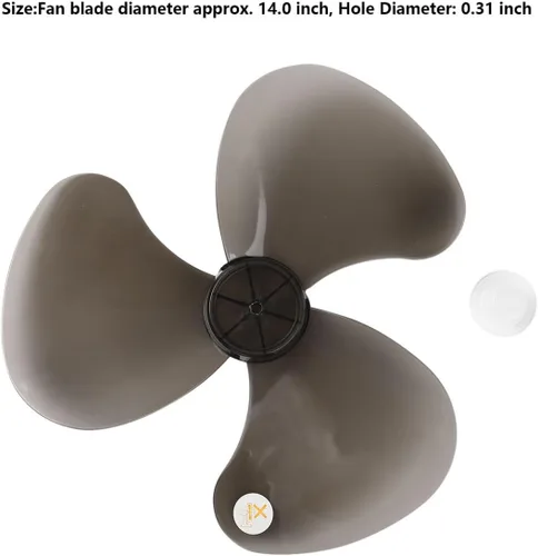 Vista 7 de 16 inch Plastic Fan Blade with Nut Cover for Household Fans Black 16 Inch Plastic Fan Blade 3 Leaves Fan Blade Replacement for Household