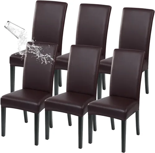 Vista 18 de SearchI Juego de 4 fundas impermeables para sillas de comedor, fundas elásticas para sillas Parsons extraíbles, lavables, fundas protectoras