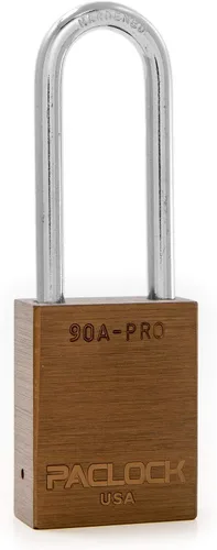 Vista 75 de PACLOCK Candado de la serie 90A-PRO, compre American Act obediente, aluminio anodizado marrón, cilindro de 7 pines de alta seguridad con 1 llave por