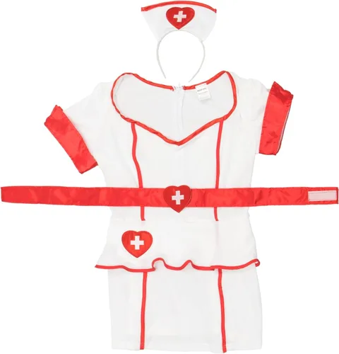 Vista 4 de Naughty Nurse Disfraz de Halloween para mujer, traje sexy y diadema