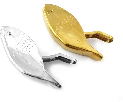 Vista 4 de Exprimidor de limón en forma de pescado, exprimidor manual de limón de acero inoxidable, cítricos de lima portátil, jugo de prensa manual resistente