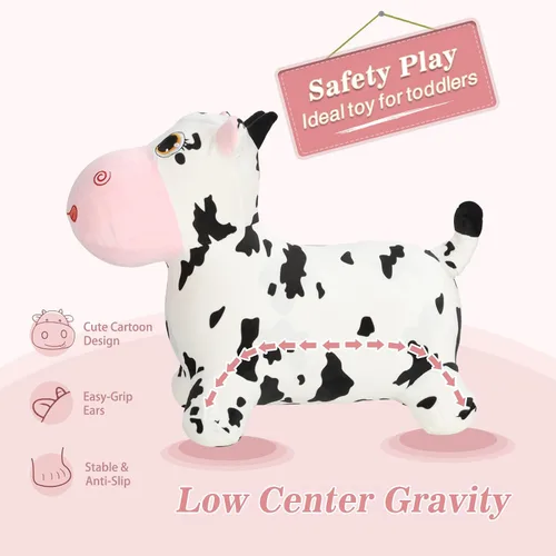 Vista 4 de INPANY Juguetes Saltarines de Vaca Animales de Granja para Regalos de Niña de 2 Años, Caballo Saltarín Inflable de Peluche para Niños, Montable Toro