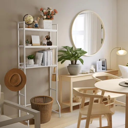 Vista 5 de Estante de almacenamiento sobre el inodoro de 3 niveles sobre el inodoro, organizador de baño de madera detrás del inodoro, estante de pie con 4