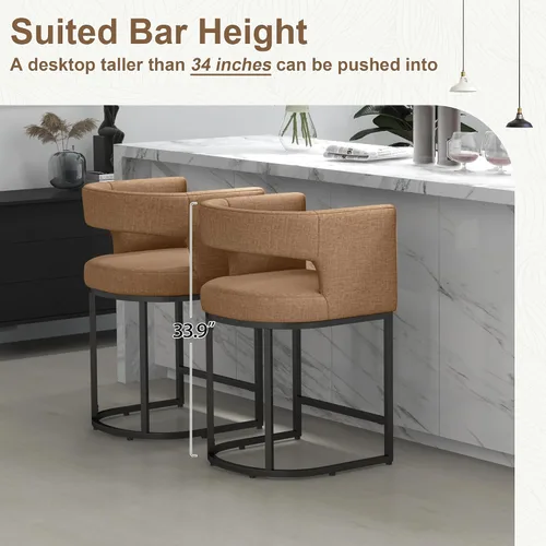 Vista 7 de ABET 26" Linen Counter Height Bar Stools Set of 1 for Kitchen Island, Brown