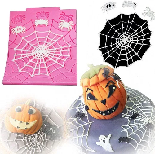 Vista 6 de Juego de 6 moldes de fondant para pastel de Halloween, herramientas de decoración de cupcakes de fiesta de Halloween, molde de silicona
