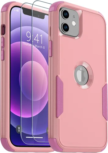 Vista 29 de Funda para iPhone 12, 2 protectores de pantalla de vidrio templado, 10 pies a prueba de caídas, antideslizante, a prueba de golpes, para iPhone 12