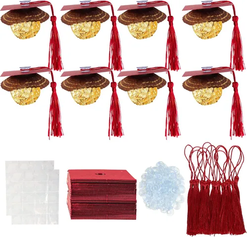 Vista 12 de Gyufise 24 piezas Adornos para pastel de graduación 2026 con purpurina negra, clase de 2026, adornos para magdalenas con gorra de graduación