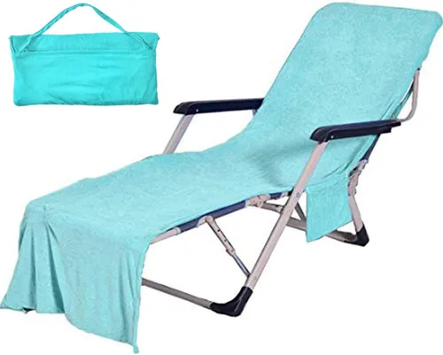 Vista 9 de Funda Vocool para silla de piscina, toalla de playa, bolsillo elástico ajustable, no se desliza Azul