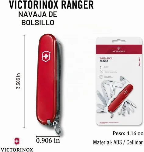 Vista 3 de Victorinox Swiss Army Ranger – Navaja de bolsillo, color rojo, 91 mm