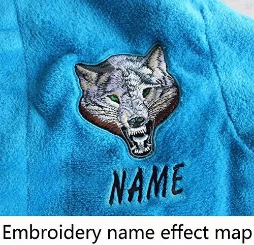 Vista 4 de Personalización privada Bata de baño infantil de la serie Wolf Embroidery Bata para el hogar