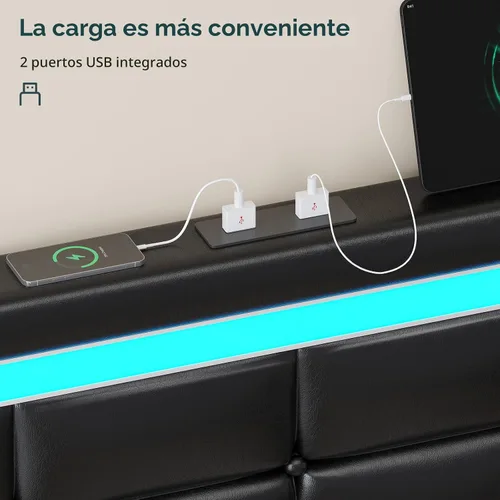 Vista 5 de ADORNEVE - Marco de cama de tamaño matrimonial con 4 cajones de almacenamiento y estación de carga