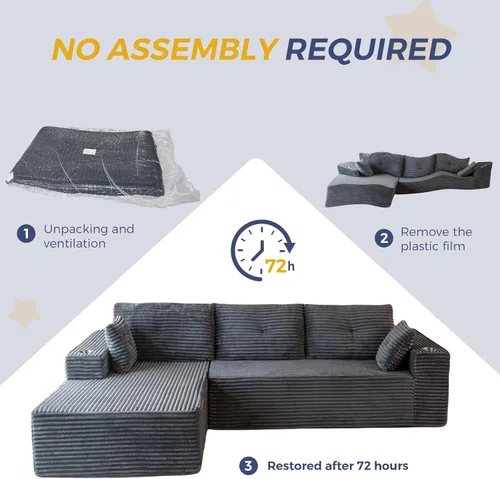 Vista 7 de MAXYOYO Sofá modular de 104 pulgadas con diván en forma de L, moderno sofá deshuesado para sala de estar, sofá en una caja, sofá cama de gran