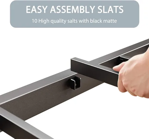 Vista 7 de MUTICOR Base de cama matrimonial de plataforma de metal de 14 pulgadas con fuerte soporte de listones de acero, suficiente espacio
