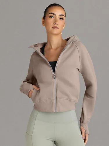 Vista 6 de Trendy Queen - Sudaderas con capucha y cremallera para mujer, sudaderas cortas de vellón, trajes de otoño, estilo informal, cómodas, Y2K, ropa