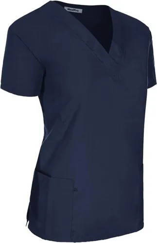 Vista 2 de Minty Mint Conjunto de uniforme médico sólido para mujer, suave, cómodo, transpirable, grosor moderado, conjunto de camisa y pantalones cargo