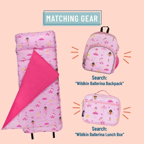 Vista 6 de Wildkin Paquete de mochila de 12 pulgadas con alfombrilla original para siesta (bailarina)