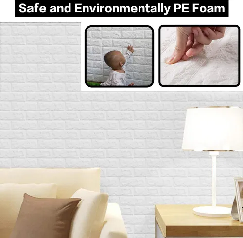 Vista 6 de Paneles de pared 3D para despegar y pegar, cobertura de 14.5 pies Blanco