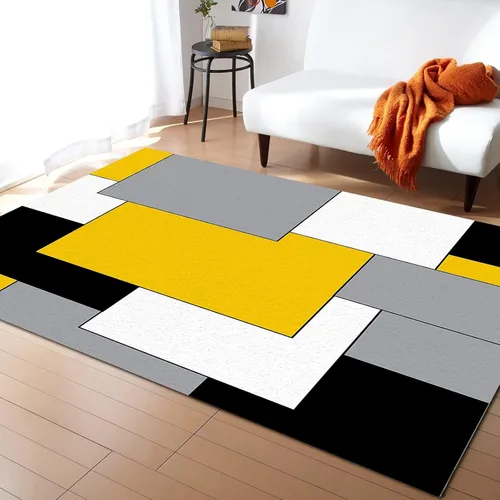 Vista 16 de Alfombra de área con diseño de dibujos animados en acuarela, estilo bohemio de mediados de siglo, con diseño de hojas de palmera tropicales, suave