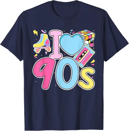 Vista 80 de I Love 90's Retro Style Nostalgia Vibe Funny 1990's Party T-Shirt Negro