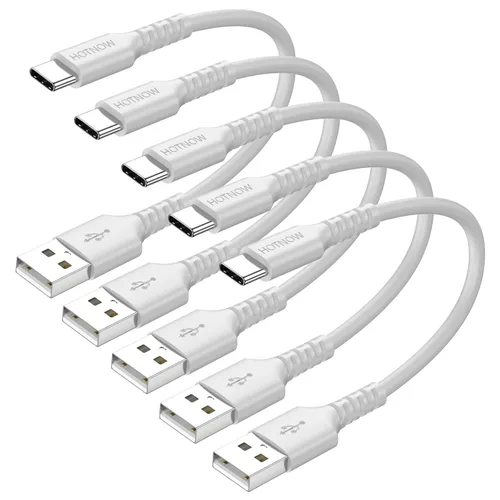 Vista 9 de Cable USB C corto de 1 pie/12 pulgadas, paquete de 5 cables USB a USB C de Negro