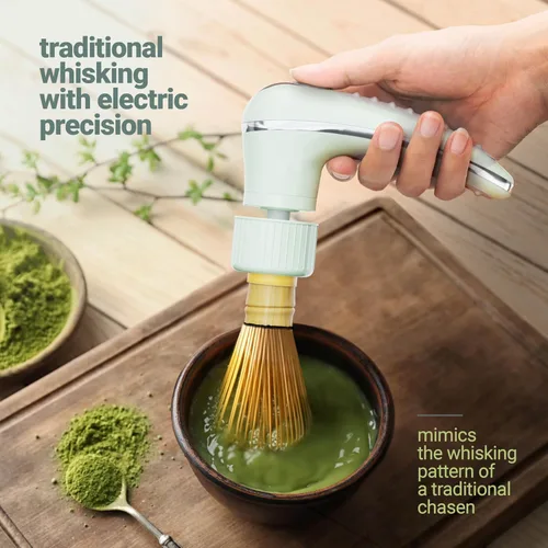 Vista 2 de Matcha Mate Batidor de bambú eléctrico - Batidor tradicional Electronic Precision, Rechargeable Portable Tea Frother, Stirrer, Mixer, Making