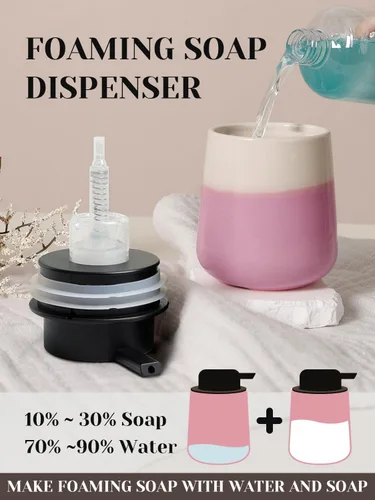 Vista 3 de INGOFIN Dispensador de Jabón de Cerámica Espumoso - Dispensador de Jabón de Mano de 12oz de Espuma para Baño, Dispensador de Platos Moderno