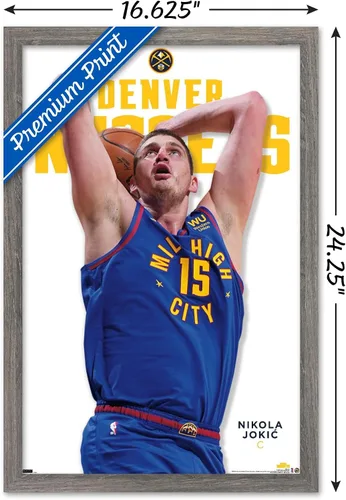 Vista 3 de Trends International NBA Denver Nuggets - Póster de pared Nikola Jokic Feature Series 23, 22.4 pulgadas de largo x 14.7 W, versión enmarcada