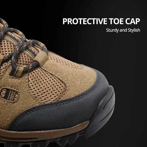 Vista 3 de CAMELSPORTS Zapatos de senderismo para hombre, zapatos de senderismo para hombre, tenis de senderismo ligeros de malla de cuero al aire libre