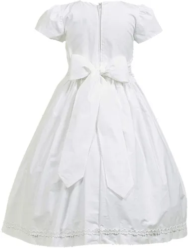 Vista 2 de Lito de algodón blanco Smocked Comunión Vestido de manga corta tamaño 712 10 Blanco
