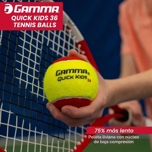 Vista 2 de GAMMA Quick Kids Training Tennis Balls for Kids & Beginners, Low-Compression Core Reduces Speed & Bounce, Great for Tennis Practice, USTA & ITF
