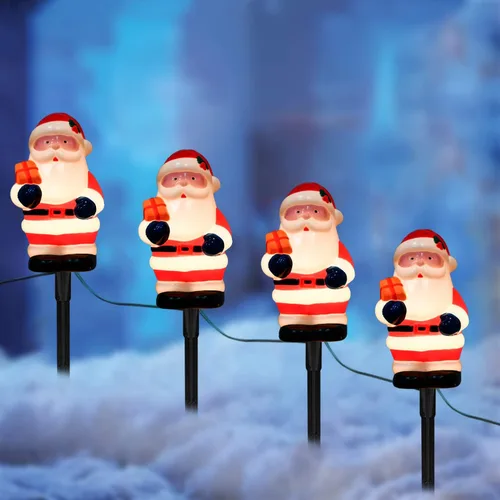 Vista 4 de Decoraciones de Navidad para exteriores, luces de estaca de Papá Noel de 7 pies con 4 bombillas C7, estaca, conectables, impermeables, marcadores