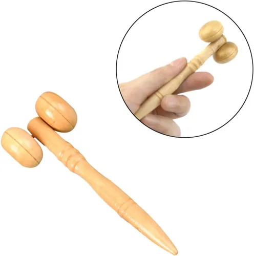 Vista 7 de Rodillos de madera portátiles masajeadores cara mano pierna cabeza cuello espalda cintura masaje rueda palos para hombres mujeres