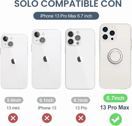 Vista 7 de Hython Funda para iPhone 13 Pro Max con soporte de anillo [soporte de anillo giratorio de 360° con base magnética]