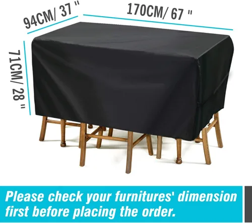 Vista 3 de Velway Funda para muebles de patio al aire libre, impermeable, rectangular, para mesa de patio, silla, sofá, 67 pulgadas de largo x 37 pulgadas
