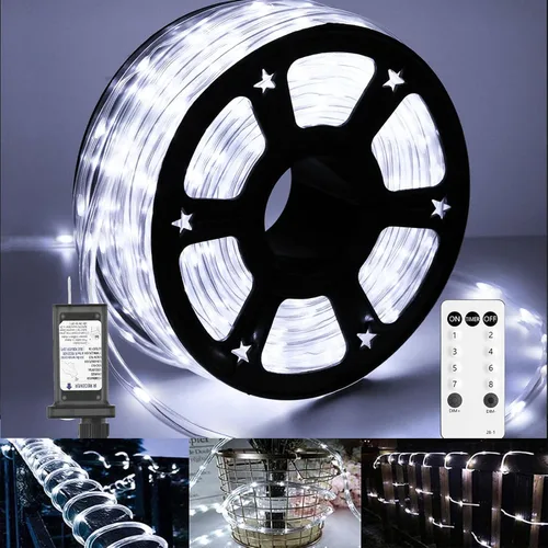 Vista 8 de Luces de cuerda LED de 360 pies para exteriores con control remoto