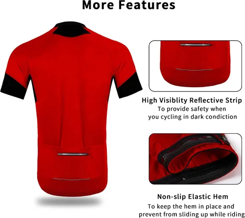 Vista 4 de Cycling Bike Jersey for Men Short and Long Sleeve Bike Bicycle Shirts Biking Clothing Breathable Quick-Dry Shirt with Pockets